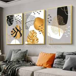3in1 Set Golden Abstract Wall Frames