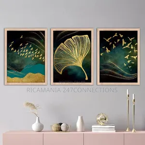 Gold Flowers Abstract Frames