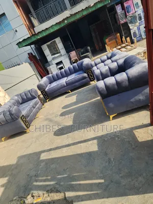 Set of 7 Seaters Grey Padded Sofa Couch.