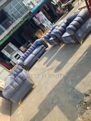 A Set of 7 Seaters Grey Padded Sofa.