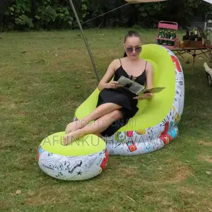 Portable Inflatable Sofa Chair With Footrest Electric Pump