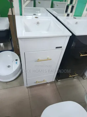 Luxury Bathroom Vanity Cabinet, Gold Handles and Sink/Basin