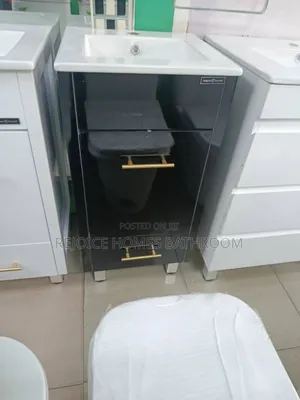 Luxury Bathroom Vanity Cabinet, Gold Handles and Sink/Basin