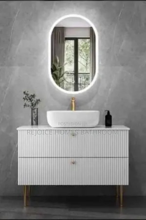 Modern White Bathroom Vanity Cabinet With Led Mirror