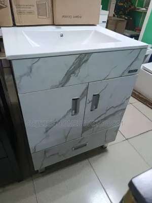 Luxury Marble Finish Bathroom Vanity Cabinet Ceramic Basin