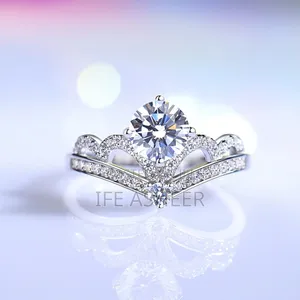 Tiara Mossanite Diamond Stone Proposal Ring 001 - Silver