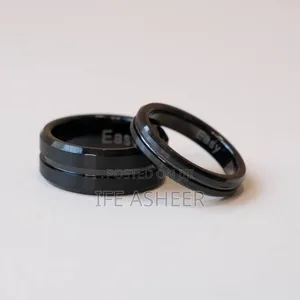 Black Wedding Band Rings for Couple - Black Ring