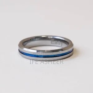 Silver Blue Male Wedding Band