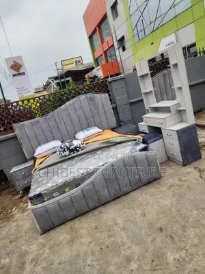 Standard Grey Bed 6by6 With Its Complete Accessories.