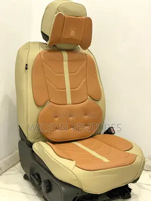 Cream and Orange Color R Power Car Seat Cover
