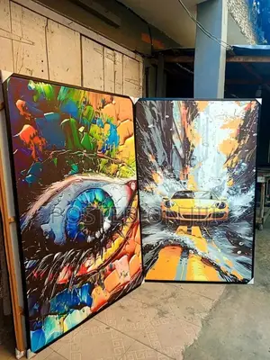 Colourful Eye and Car Abstract Painting Canvas Print