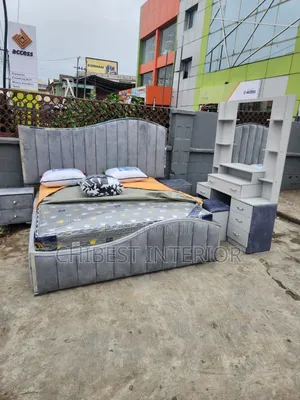 5ft Tall Grey Padded 6by6 Bed Frame