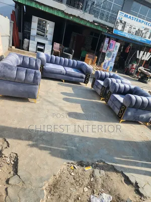 Full Set of Grey Padded Upholstery Chairs.