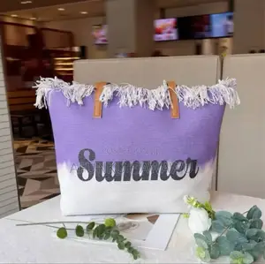 Summer New Canvas Women's Large Capacity Beach Bag