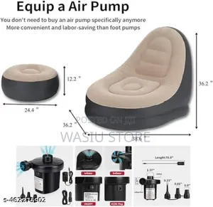 Inflatable Chair and Foot Stool With Electric Pump