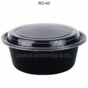 1000ml Black Plastic Food Container (Round) 50pcs.