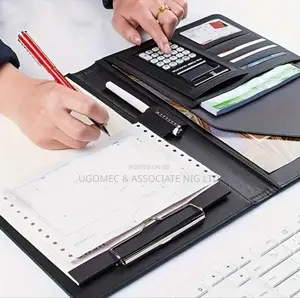 Quality Leather A4 File Folder With Calculator Briefcase