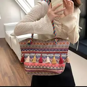 Female Shoulder Bag Simple Zipper Handbag Ethnic Style Canva
