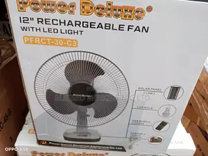 Power Deluxe Table Fan 12" With Solar Panel