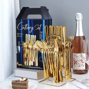 24 Pieces Gold Plated Cutlery Set
