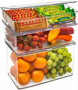 Storage Bins for Pantry Fridge With Hinged Lids 3pcs