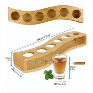 6 Tequila Shot Glasses & Bamboo Holder