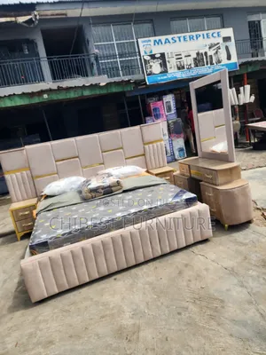 Cream Colour 6by6 Bed With Full Accessories.