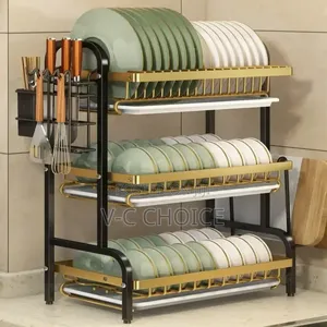 Rust-proof Multi-layer Dish Drying Rack /Gold And Black
