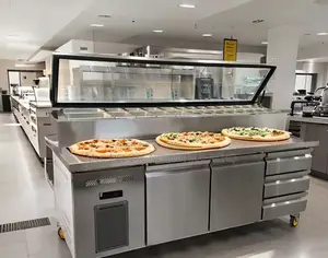 Pizza Prep Refrigerator With Salad Bar (3 Door) Salad Fridge