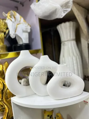 3in1 Nordic White Ceramic Vase Set Living Room Shelves Decor