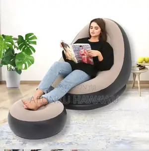 Portable Inflatable Sofa Chair With Footrest Electric Pump