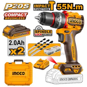 Ingco Cordless 20v Lithium-Ion Impact Drill 55nm Brushless