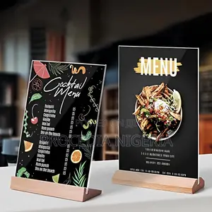 A5, A4, Acrylic Glass Wood Base Table Qr Code, Flyer, Menu Sign