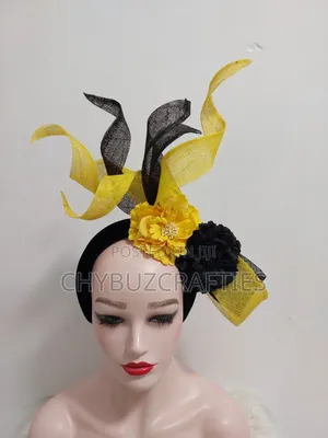 Yellow and Black Sinamy Facinator