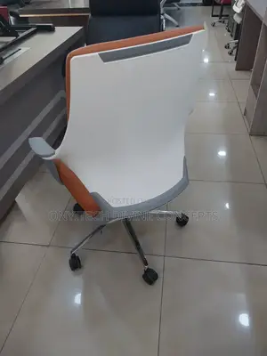 Classy Office Swivel Chair Orange and White