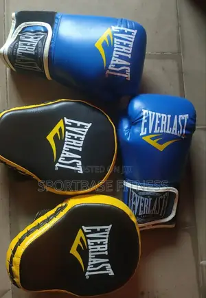 A Set of Coaches Pad and Boxing Gloves