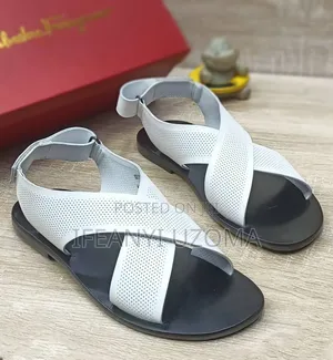 Classic Leather White And Black Sandals