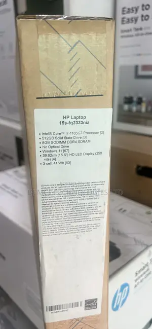 New Laptop HP 15s 8GB Intel Core I7 SSD 512GB