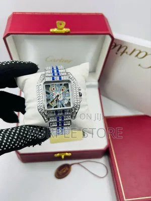 Cartier Full Iced Transparent  Dial  Silver  Watch