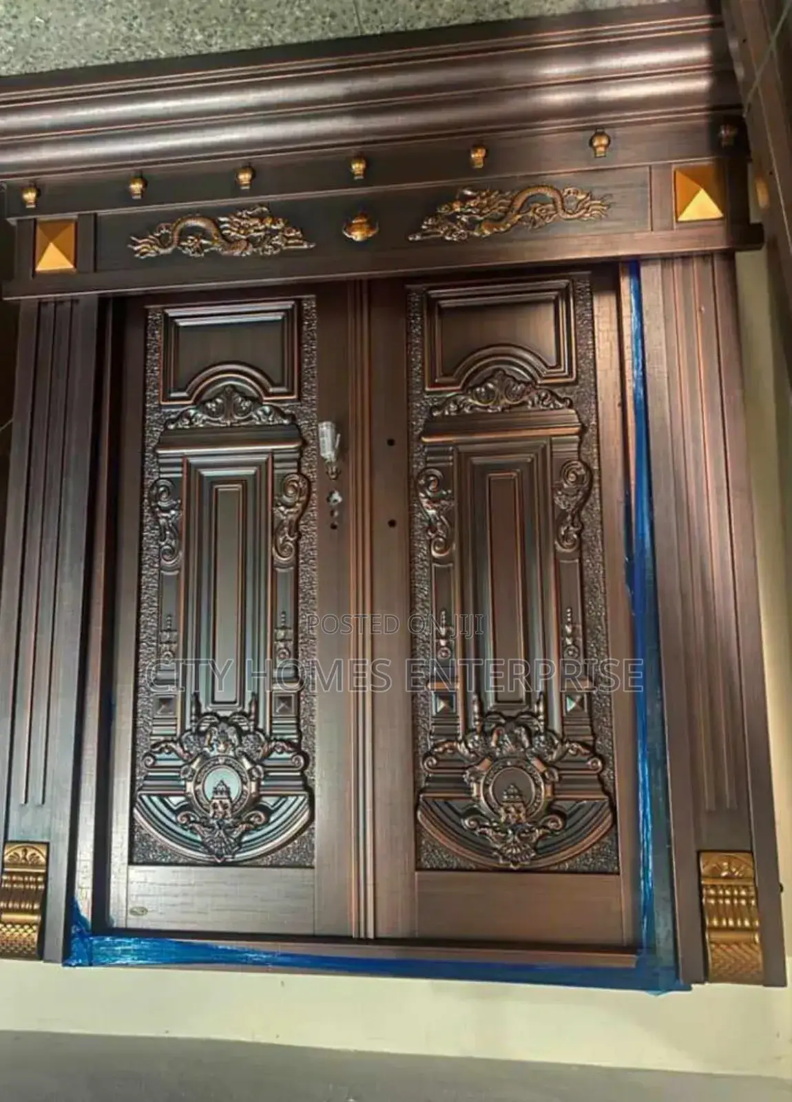 Security Front Copper Door With Pillar and Ark