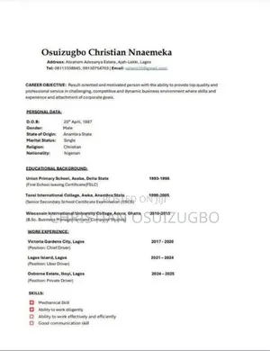Driver Curriculum Vitae