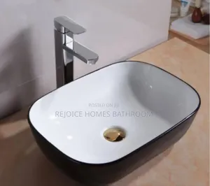 Black and White Modern Ceramic Countertop Wash Basin