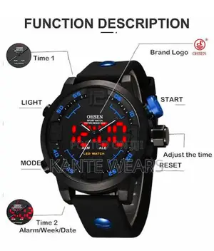 Ohsen Waterproof Double Time Rubber Wristwatch