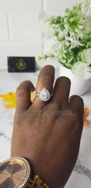 Double Rim Pear Shape 925 Sterling Silver Engagement Ring
