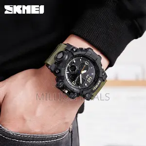 Green Rubber Strap Dual Timer Men's Sport Wrist Watch