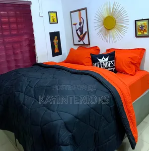 Genz Quality Duvet Sets Black and Orange Mix