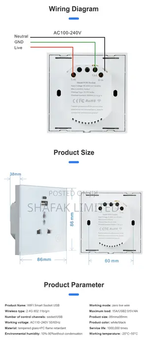 Tuya Wifi Universal Type C Smart Socket