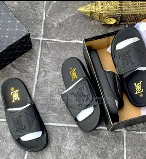 Unisex Classic Loius Vuitton Black/Grey Slide
