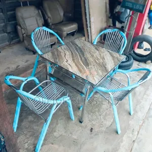 Square Stainless Steel Table 4 Chairs