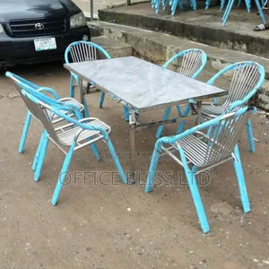 Rectangular Stainless Steel Table 6 Chairs
